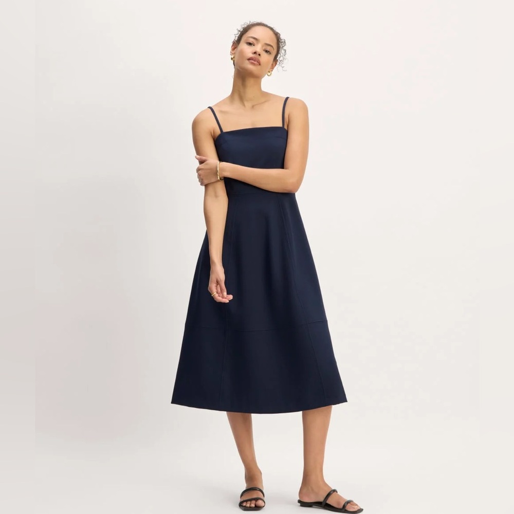 Everlane NWT The Dream Everywhere Organic cotton Blend Midi Dress in Navy Medium